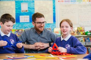 Mallusk Integrated Primary School pupils and teacher