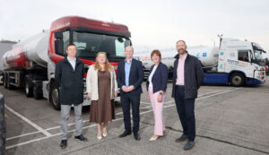 (l-r) Raymond Gormley, Consumer Council for Northern Ireland, Fiona Magee, Advice NI, Communities Minister Gordon Lyons, Nicole Lappin, Chair NIHE and David Blevings, Northern Ireland Oil Federation